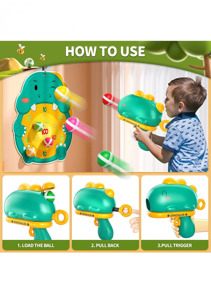 PureTuti Dinosaur Target Shooting Game for Kids, Includes 30 Sticky Balls and 1 Toy Dinosaur Gun, Safe Indoor Andoutdoor Play for Boys and Girls (Green) - Image 3